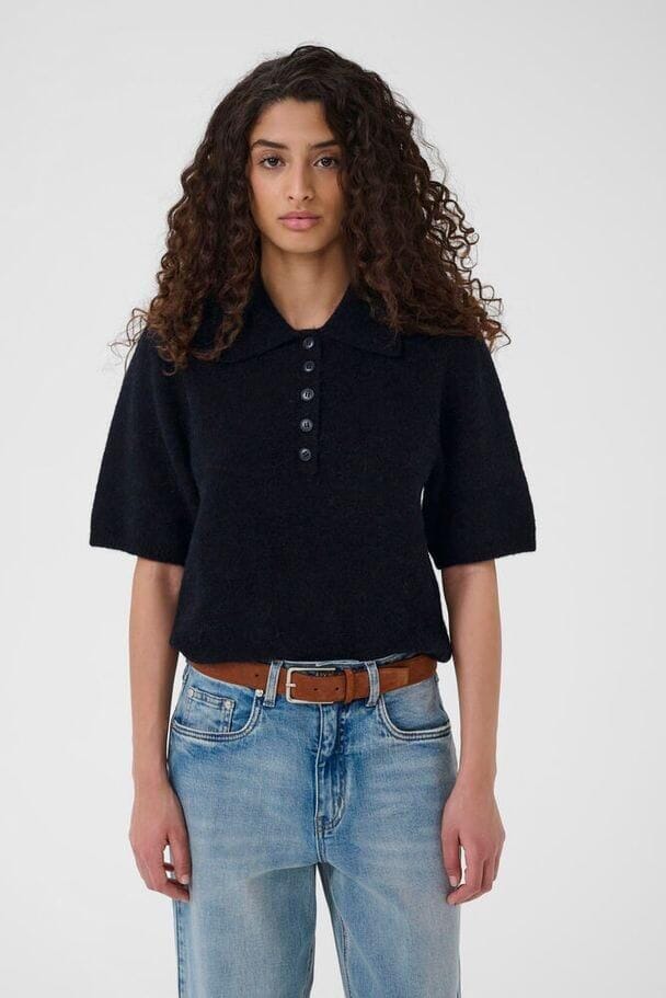 Gestuz - Gzalpha Ss Polo Pullover 10910852 - 108935 - Skycaptain Mélange Strikbluser 