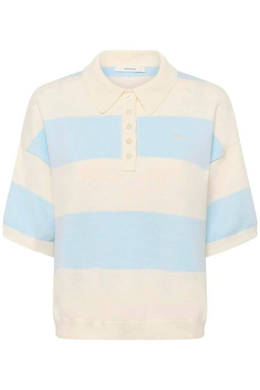 Gestuz - Gzmaia Ss Polo Pullover 10911141 - 109362 - Blue Finch Striped Strikbluser 
