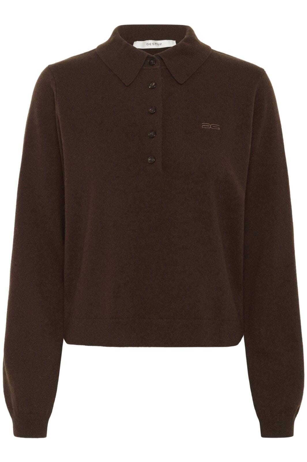 Gestuz - Gzmanzi Polo Pullover 10910534 - 108275 - Deep Burnt Brown Strikbluser 
