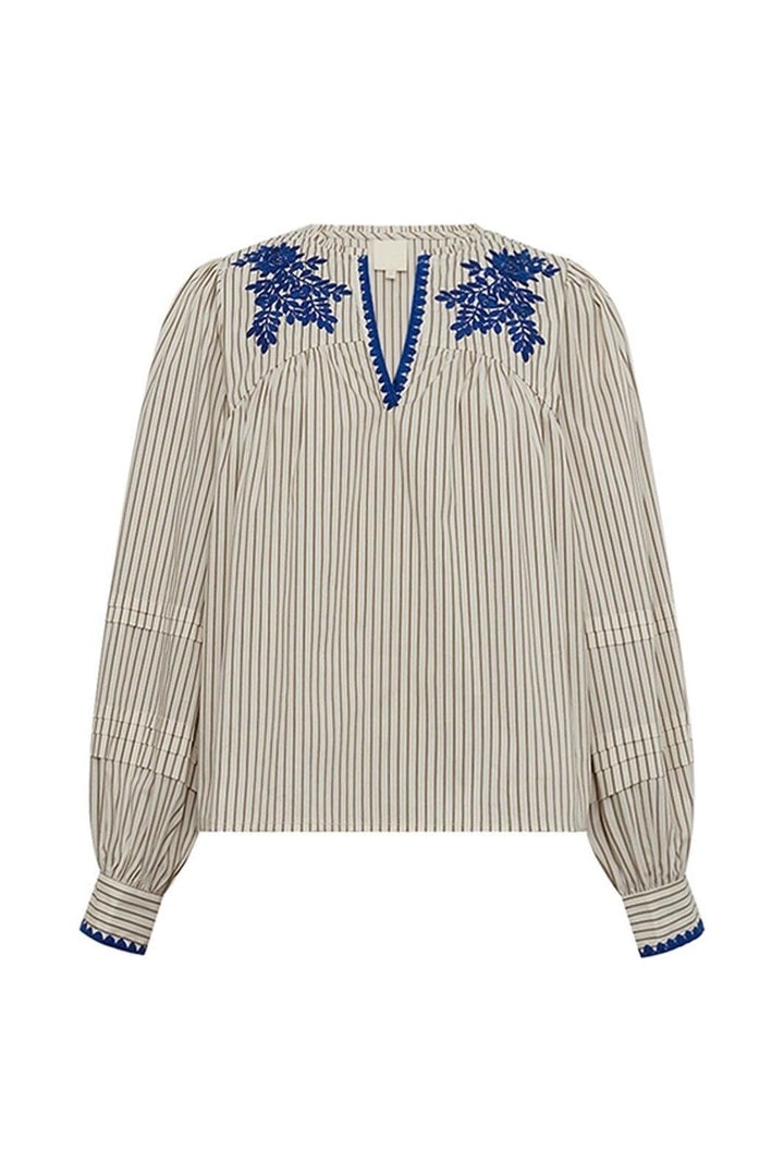 Gossia - Luisago Blouse G3040 - Creme Brown Stripes