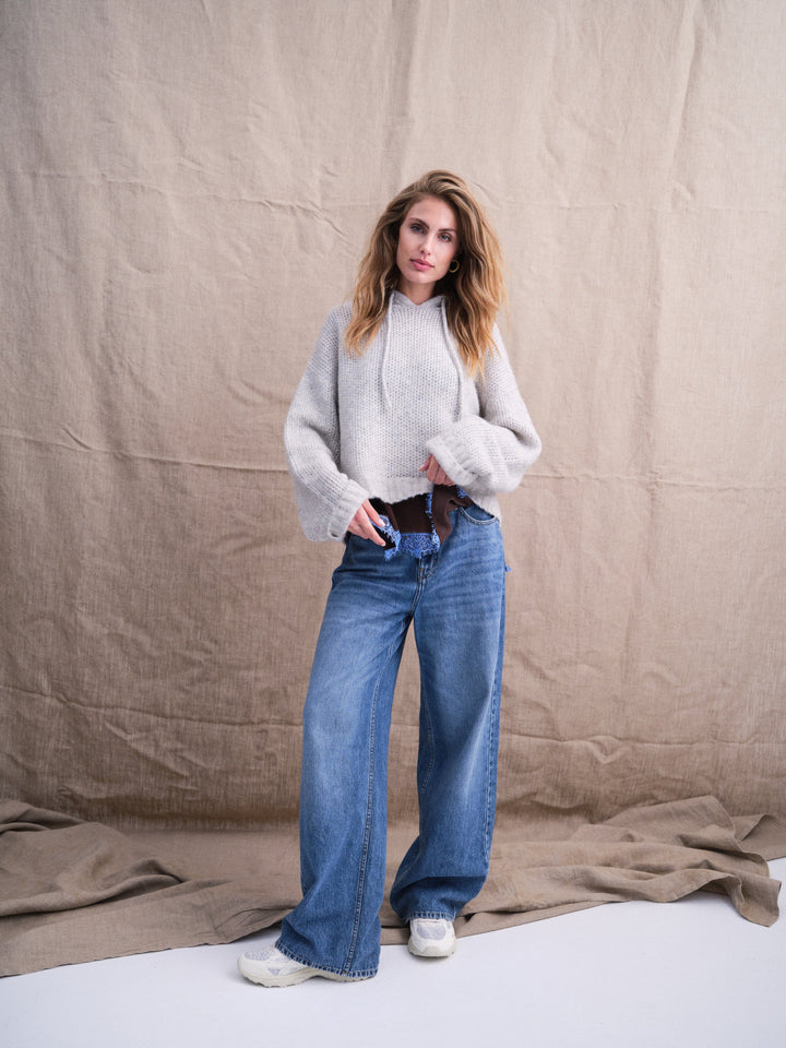 Gossia - Sanago Hoodie Jumper G2761 - Light Grey Melange Strikbluser 