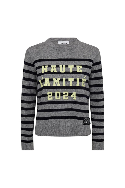 Haute L'Amitié - Cash Ls Stripe Logo Knit HL10261 - Light Grey Melange