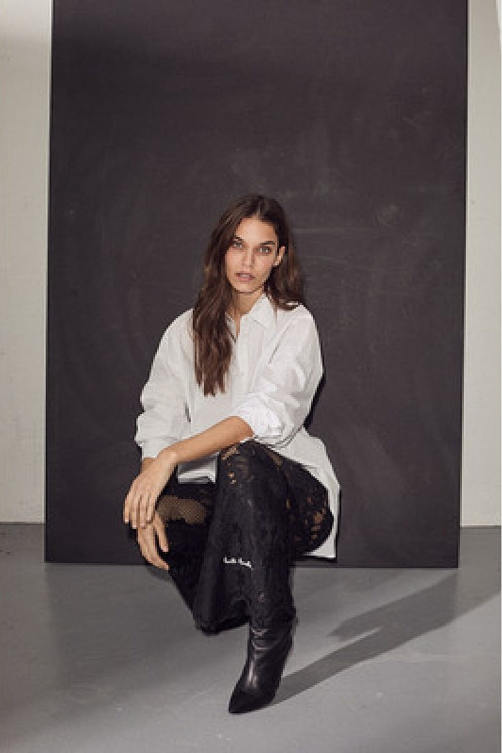 Haute L'Amitié - Curvey Lace Hem Pant HL10214 - Black Bukser 