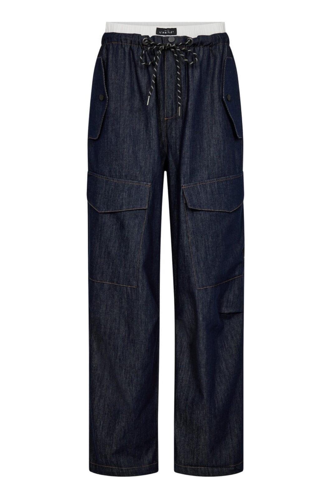 Haute L'Amitié - Denim Cargo Pull On Trouser HL10317 - Dark Denim