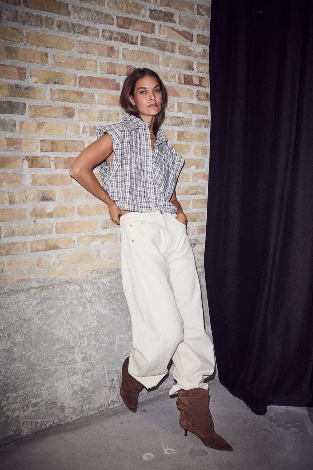 Haute L'Amitié - Dinnie Ns Mini Check Shirt HL10847 - Off-White/ Beige Skjorter 