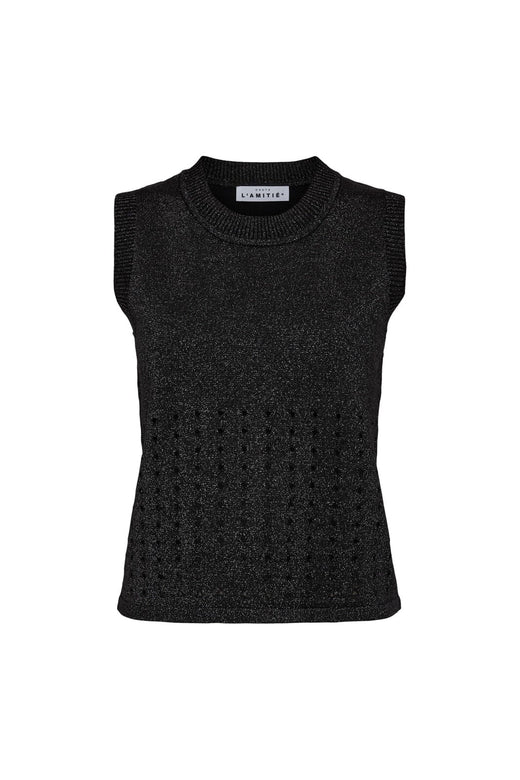 Haute L'Amitié - Hole Lurex Knit Top HL10397 - Black