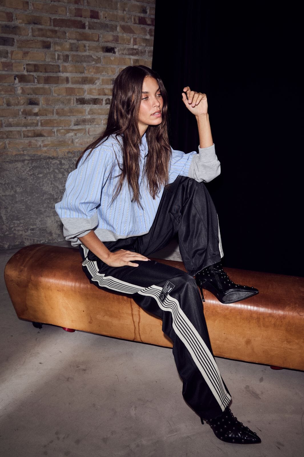 Haute L'Amitié - Sweat Mix Blue Stripe Shirt HL10460 - Pale Blue/ Grey Melangé Skjorter 