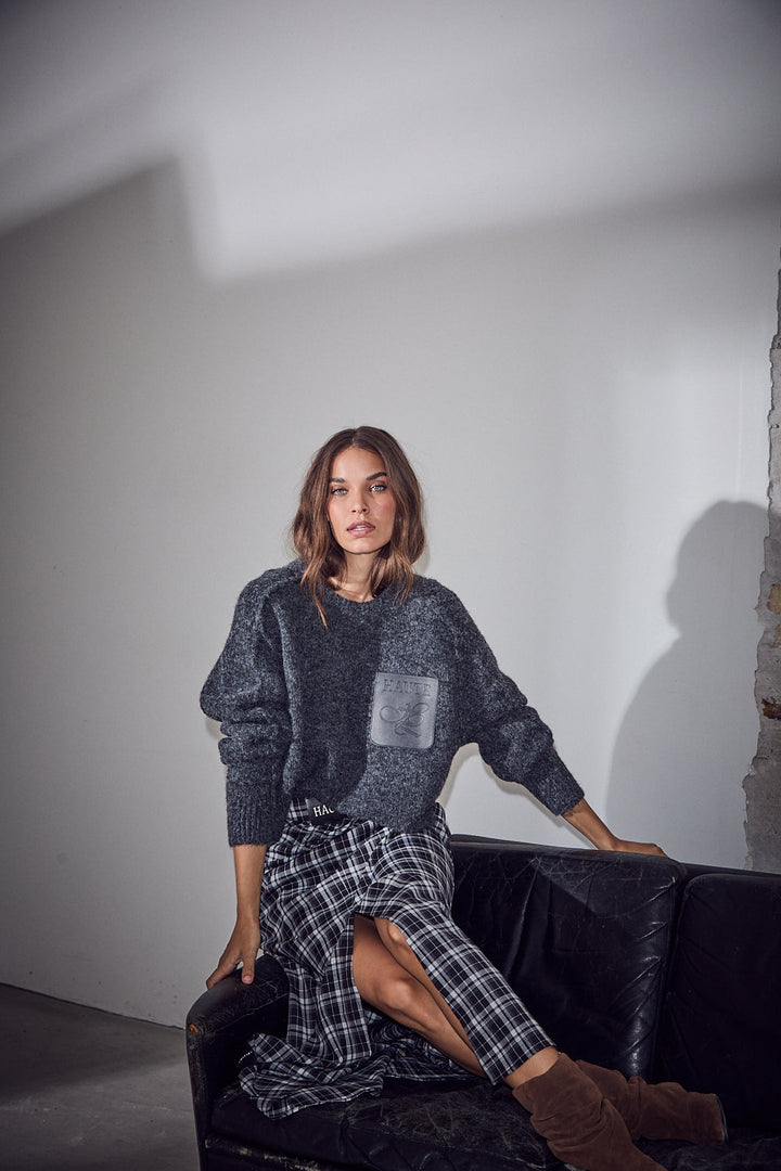 Haute L'Amitié - Iris Gather Check Skirt HL10855 - Black Check