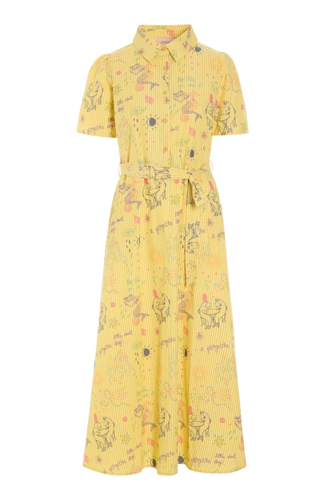 Hunkøn - Zoe Dress 26062 - Yellow Sea Creatures Art Print Kjoler 