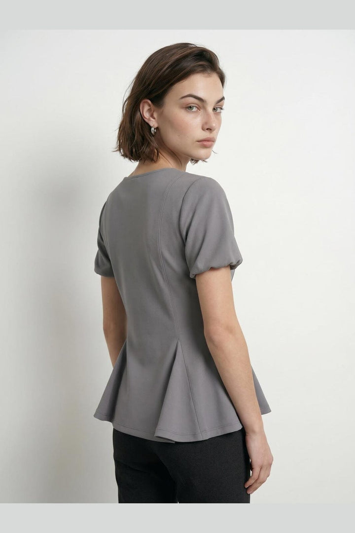 Hypedrop - Hdtamara Ss Peplum Top 32000271 - 5272517 - Steel Gray
