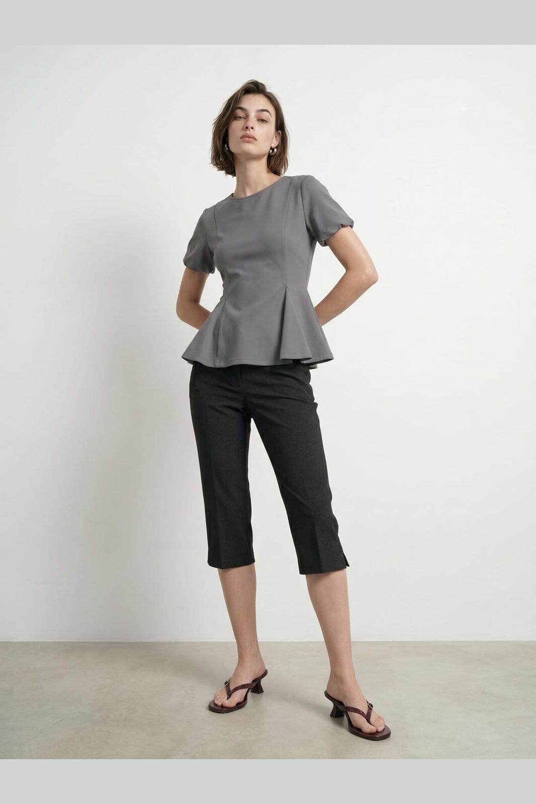Hypedrop - Hdtamara Ss Peplum Top 32000271 - 5272517 - Steel Gray