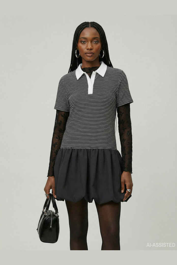 Hypedrop - Hdyuna Ss Polo Balloon Dress 32000587 - 5140141 - Black