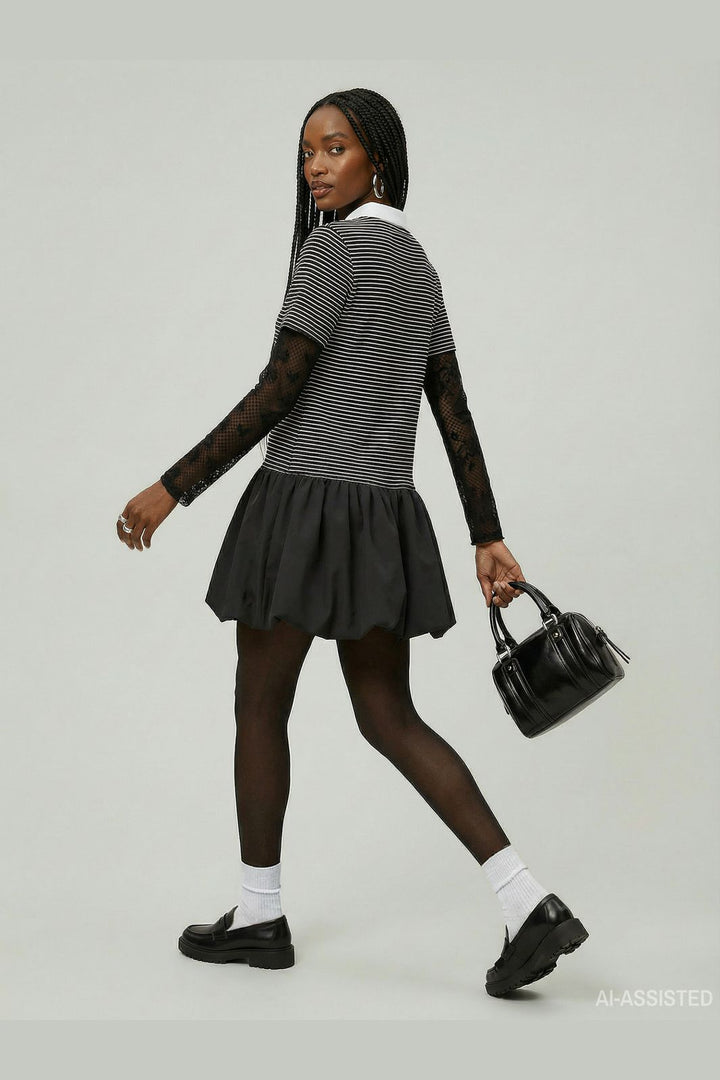 Hypedrop - Hdyuna Ss Polo Balloon Dress 32000587 - 5140141 - Black