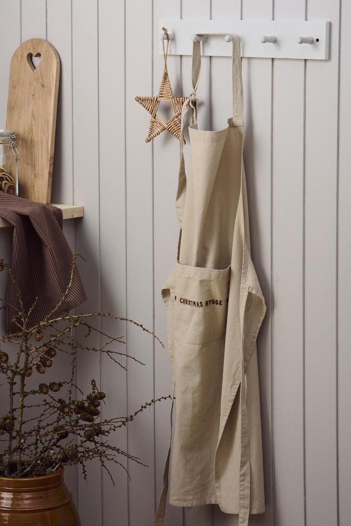 Ib Laursen - Forklæde Christmas Hygge Natur M/brunt Broderi - 63046-14