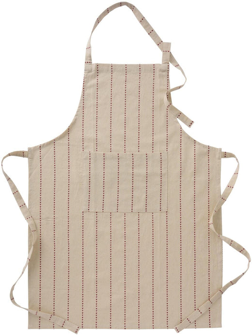 Ib Laursen - Forklæde Valentina Natur M/røde Hjerter På Stribe - 66270-33
