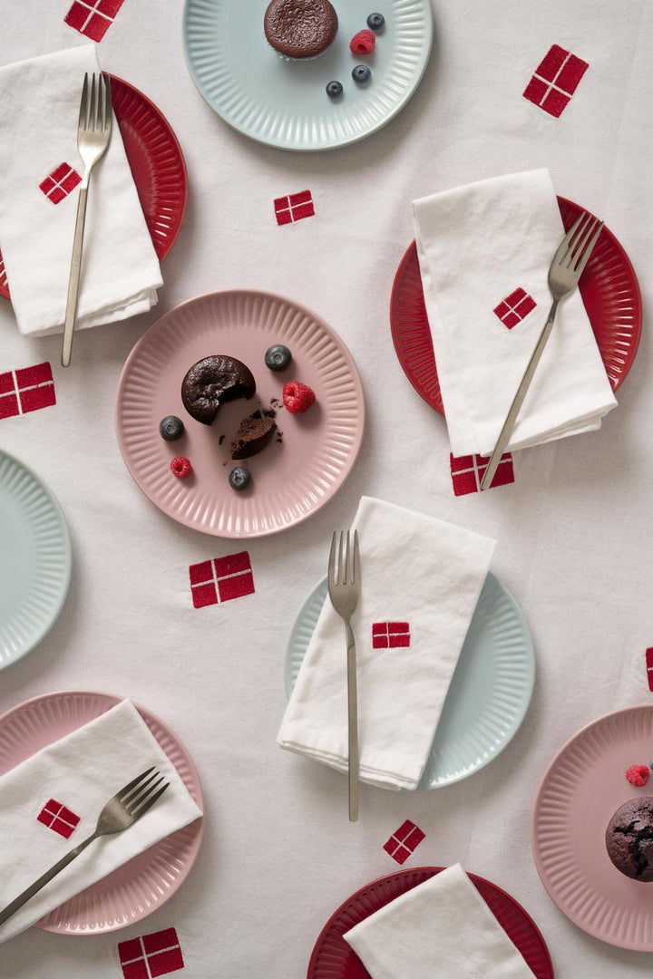 Ib Laursen - Stofserviet m/dansk flag hvid - Bomuld, Polyester - 63026-11