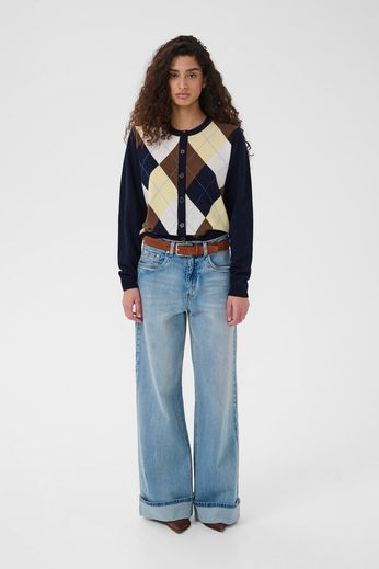 Gestuz - Gzmanzi Multi Cardigan 10910840 - 108825 - Skycaptain/Brown/Yellow Plum