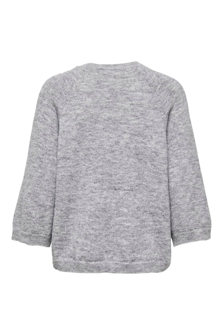 JDY - Jdyalva Life 3/4 Embellish Pull Knt - 4957225 Medium Grey Melange W. Silver Embellishment