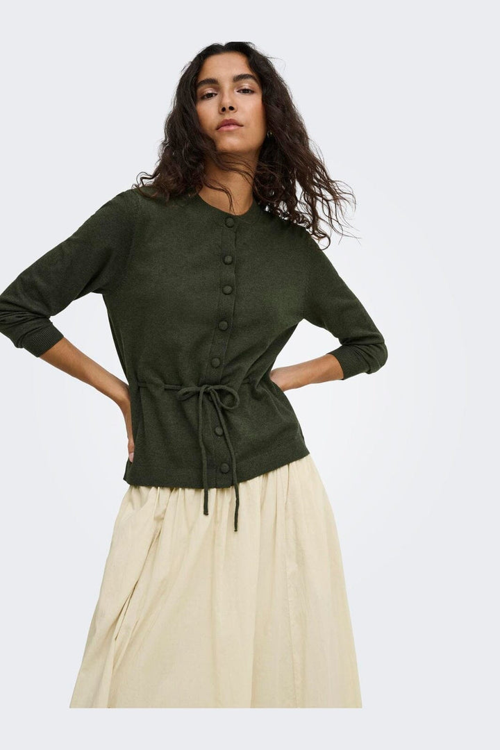 JDY - Jdyamore L/S Tie Cardigan Knt - 5074290 Forest Night