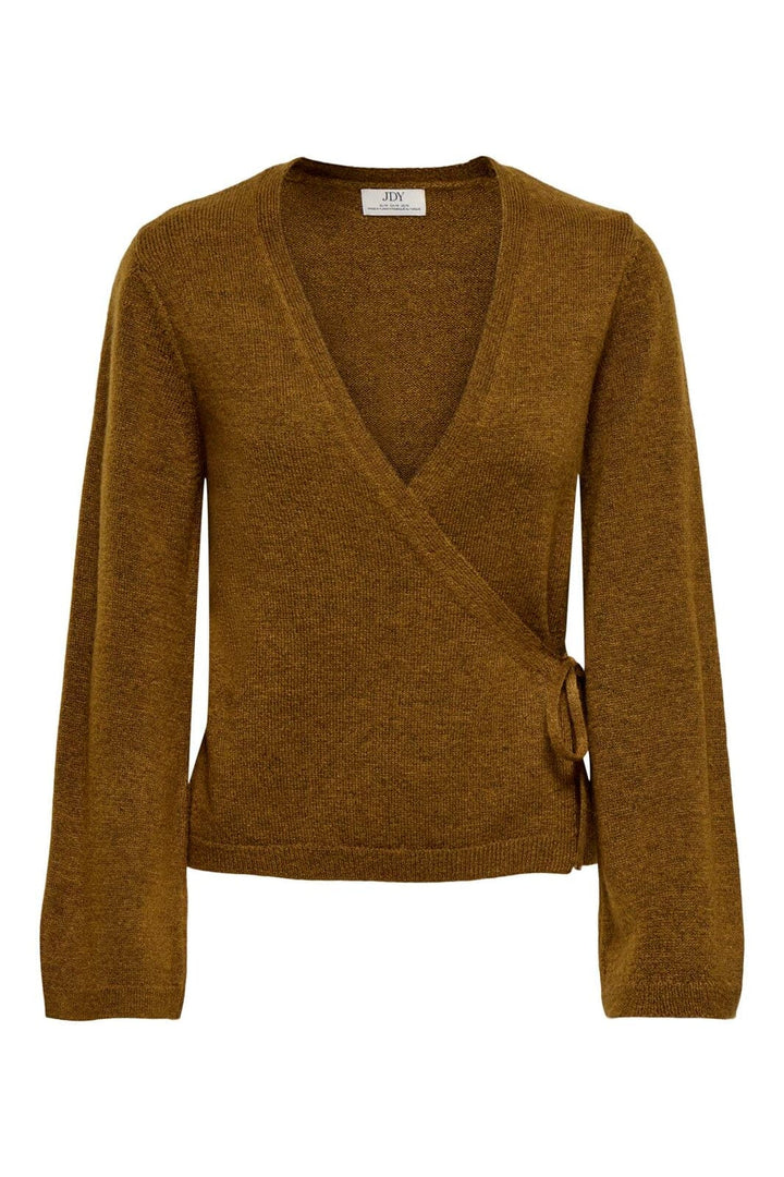 JDY - Jdybecky L/S Wrap Cardigan Knt - 5101793 Bison Melange