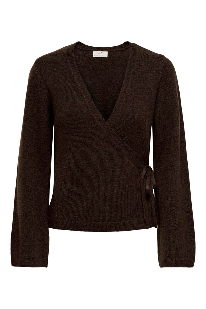 JDY - Jdybecky L/S Wrap Cardigan Knt - 5101882 Mole Melange