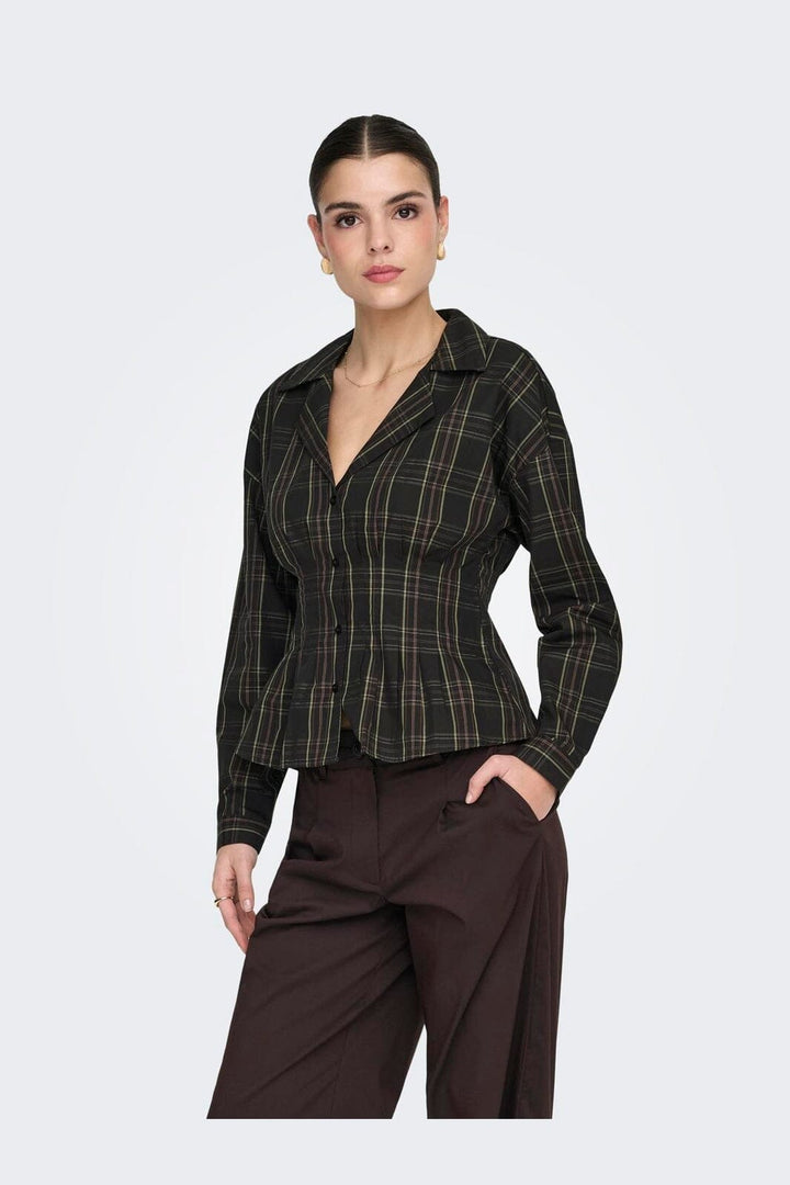 JDY - Jdybetty Life L/S Fitted Shirt - 5083303 Slate Black Green&Red