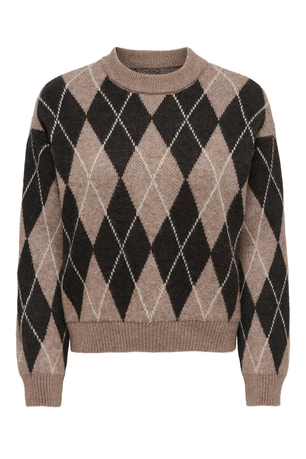 JDY - Jdybianka L/S Argyle Pullover Knt - 5093934 Chocolate Torte Argyle