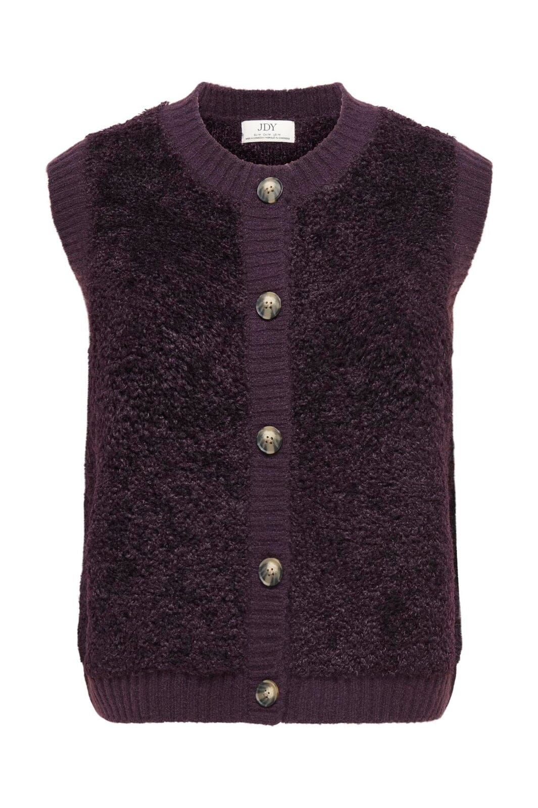 JDY - Jdyeira Life S/L On Button Vest Knt - 5105888 Plum Perfect