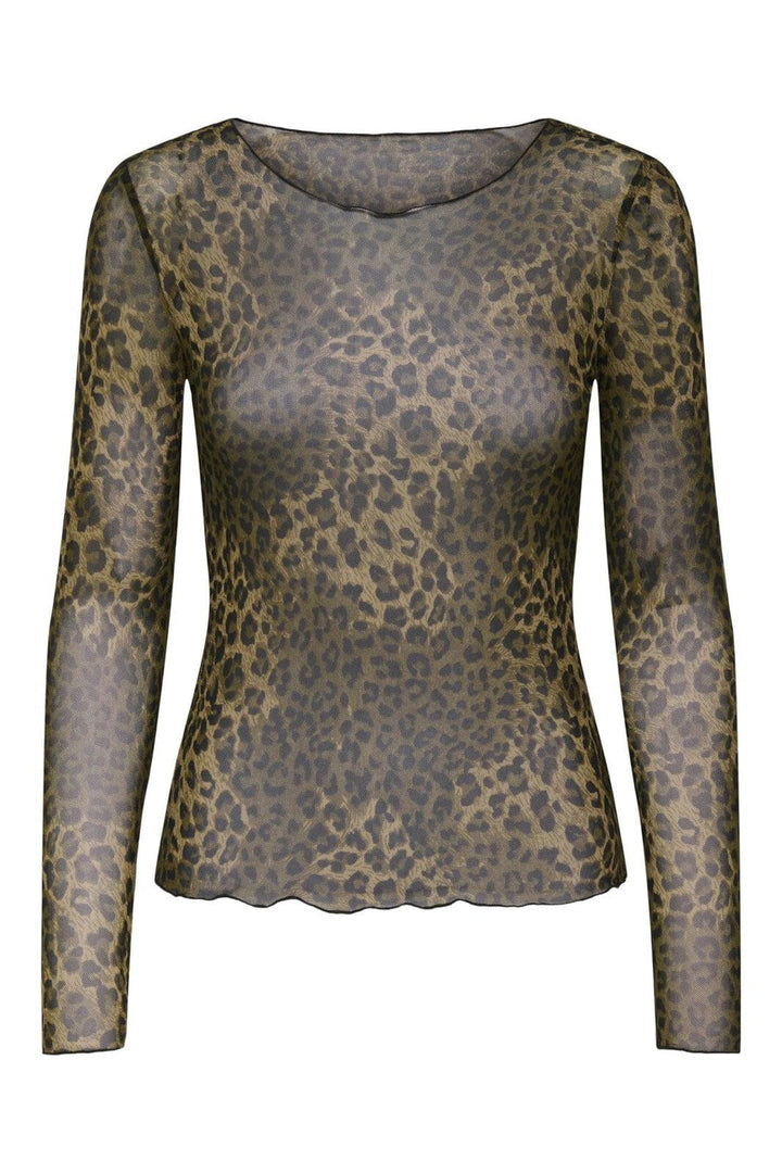 JDY - Jdyelsa New L/S O Neck Top - 4839449 Chocolate Brown Leo