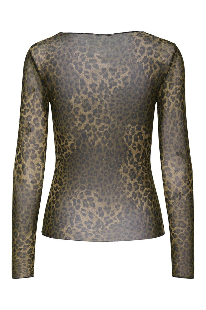 JDY - Jdyelsa New L/S O Neck Top - 4839449 Chocolate Brown Leo