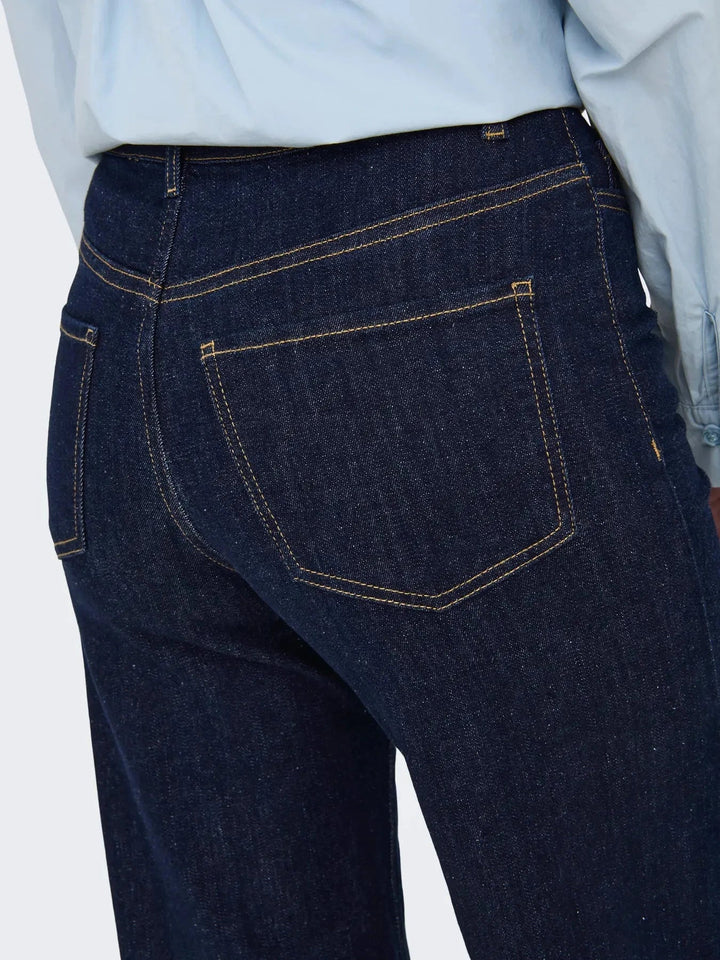 JDY - Jdyfelina-Fina Wide Rinse Jnsdnm - 4840357 Dark Blue Denim Rinse Blue Denim Jeans 