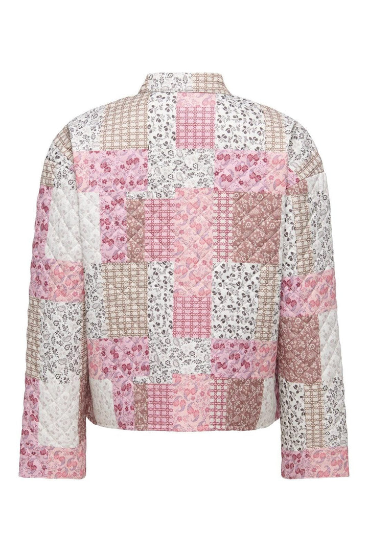 JDY - Jdyfia L/S Quilt Shacket - 4971487 Cloud Dancer Pink Patchwork