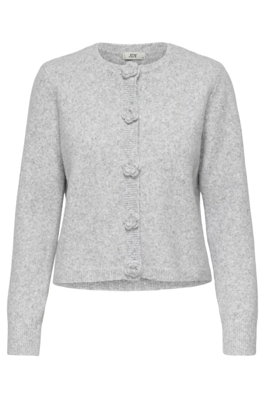 JDY - Jdyhaylee L/S Flower Cardigan Knt - 5021961 Light Grey Melange Cardigans 