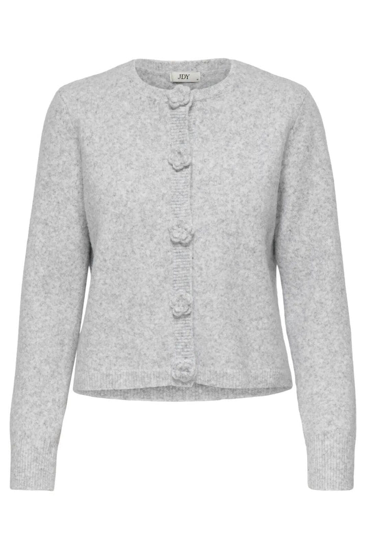 JDY - Jdyhaylee L/S Flower Cardigan Knt - 5021961 Light Grey Melange Cardigans 