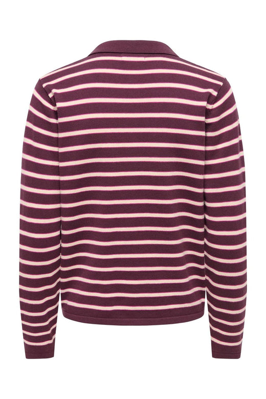 JDY - Jdyina L/S Polo Pullover Knt - 5108258 Sassafras Sandshell / Fuchsia Red