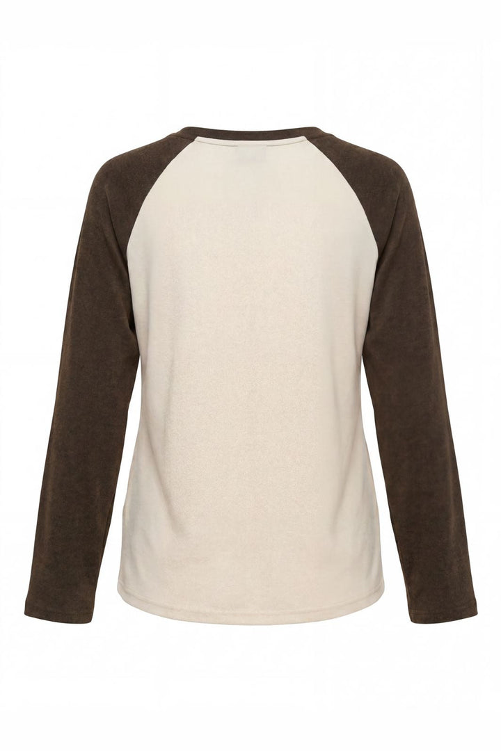 JDY - Jdyjeanett L/S Raglan Contrast Top - 5218443 Antique White Black Olive Contrast