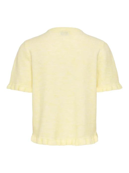 JDY - Jdyletty S/S On Frill Cardigan Knt - 5107257 Pastel Yellow Melange W. Pearl Buttons Cardigans 