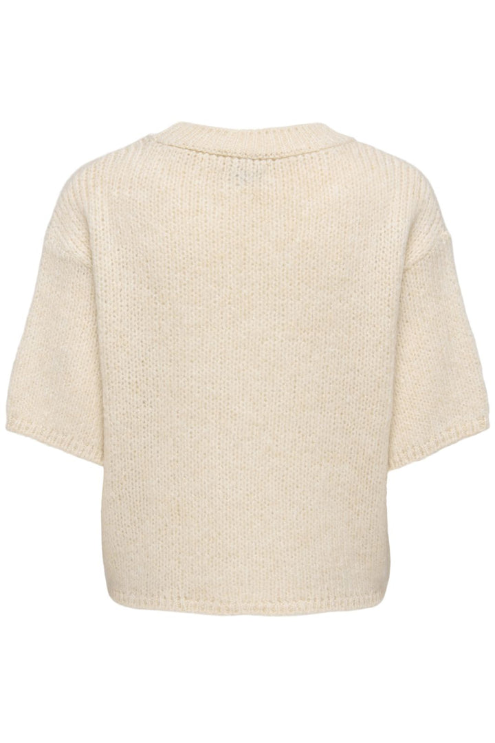 JDY - Jdylinea S/S Pullover O-Neck Knt - 4988040 Birch Strikbluser 