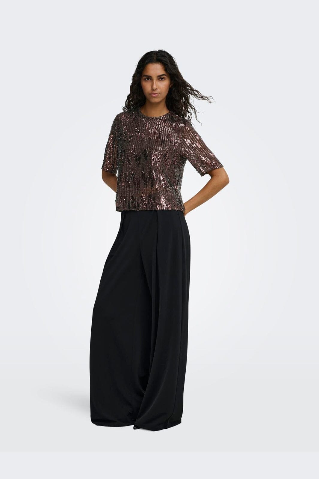 JDY - Jdylola 2/4 Sequin Top - 5110789 Rum Raisin