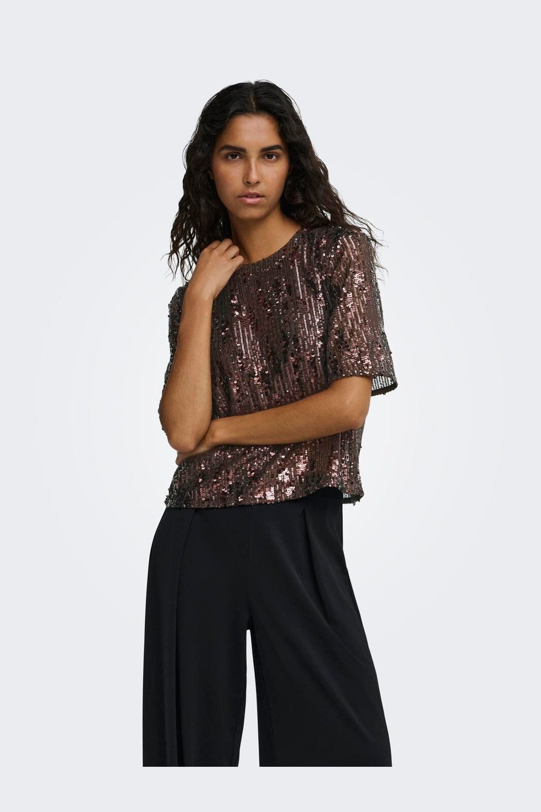 JDY - Jdylola 2/4 Sequin Top - 5110789 Rum Raisin