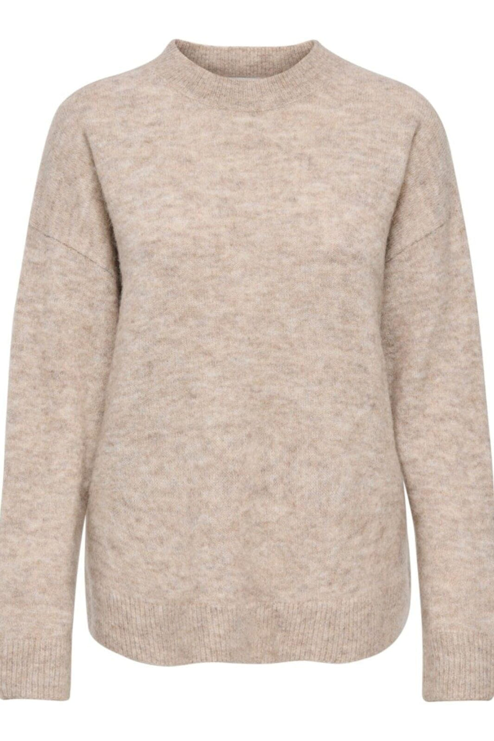 JDY - Jdyluna L/S O-Neck Pullover Knt - 4907506 Beige Melange Strikbluser 