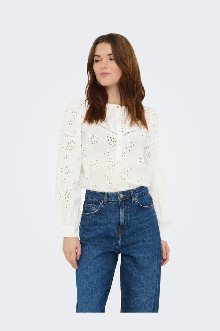 JDY - Jdymille L/S Anglaise Top - 5035196 Cloud Dancer