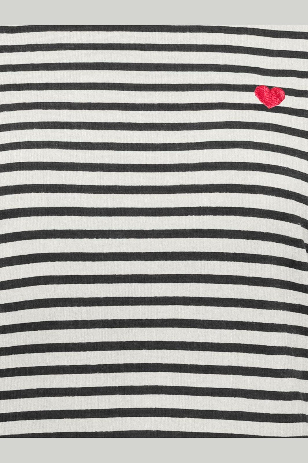 JDY - Jdypisa L/S Print Top - 5205688 Cloud Dancer New Stripe Black W Bs Heart