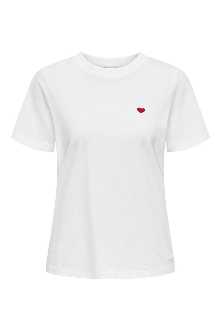 JDY - Jdypisa S/S Print Top - 4533144 Cloud Dancer Bittersweet Heart