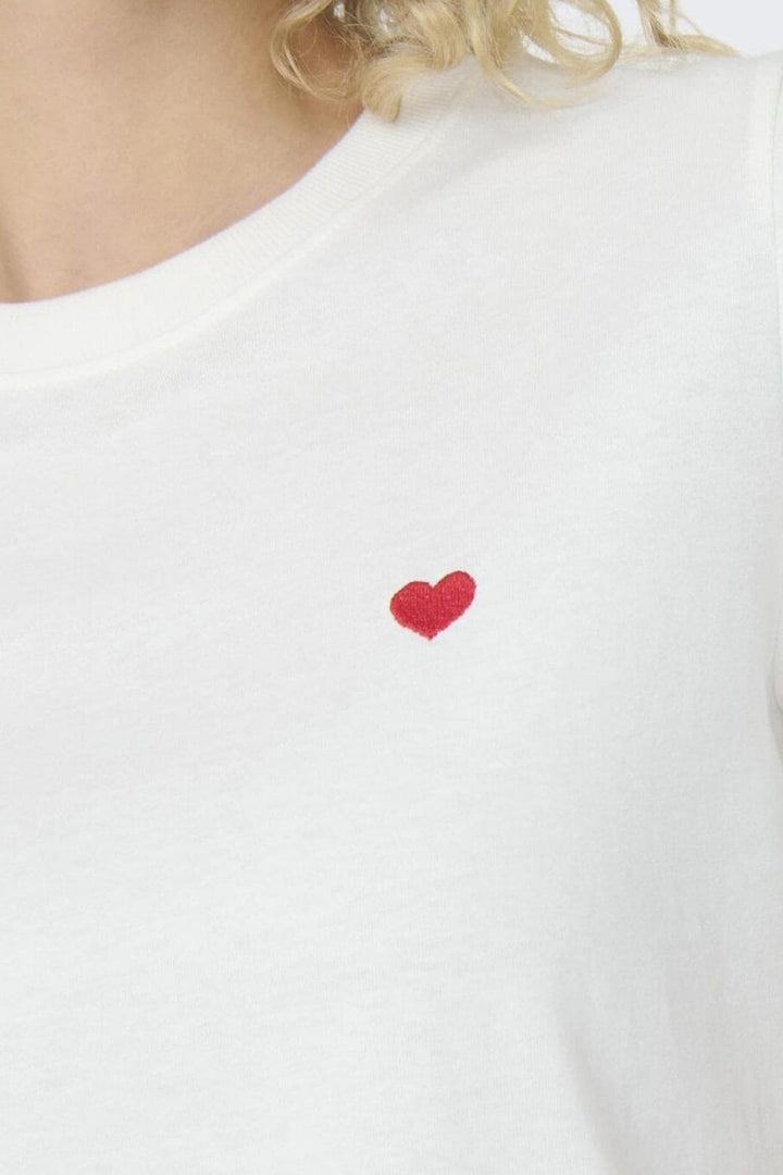 JDY - Jdypisa S/S Print Top - 4533144 Cloud Dancer Bittersweet Heart