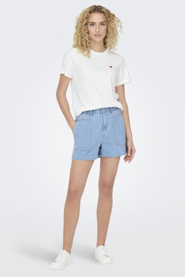 JDY - Jdypisa S/S Print Top - 4533144 Cloud Dancer Bittersweet Heart