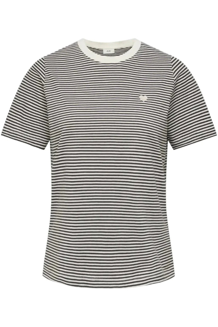 JDY - Jdypisa S/S Print Top - 4984887 Cloud Dancer Chicory Coffee Stripes And Pink Dogwood Heart T-shirts 