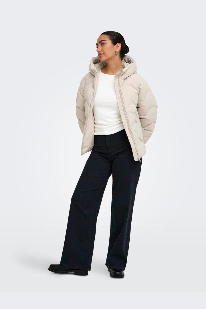 JDY - Jdypower Short Hood Puffer Hab - 5040844 Silver Lining