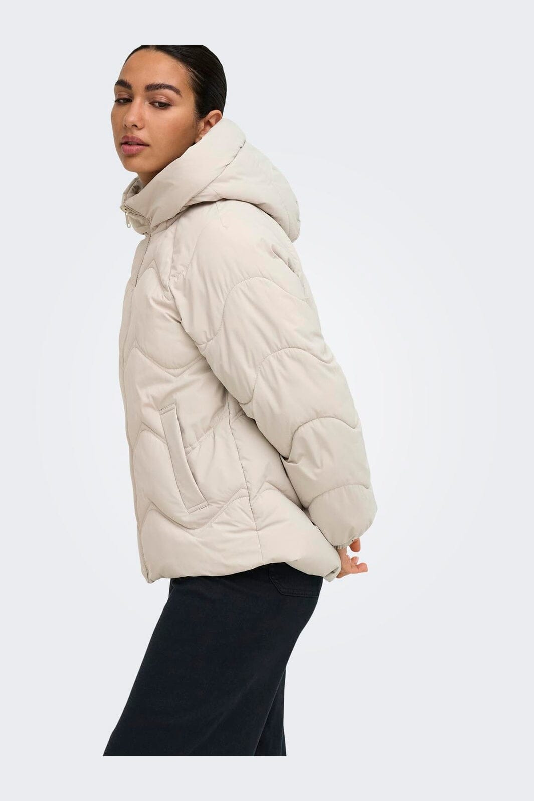 JDY - Jdypower Short Hood Puffer Hab - 5040844 Silver Lining