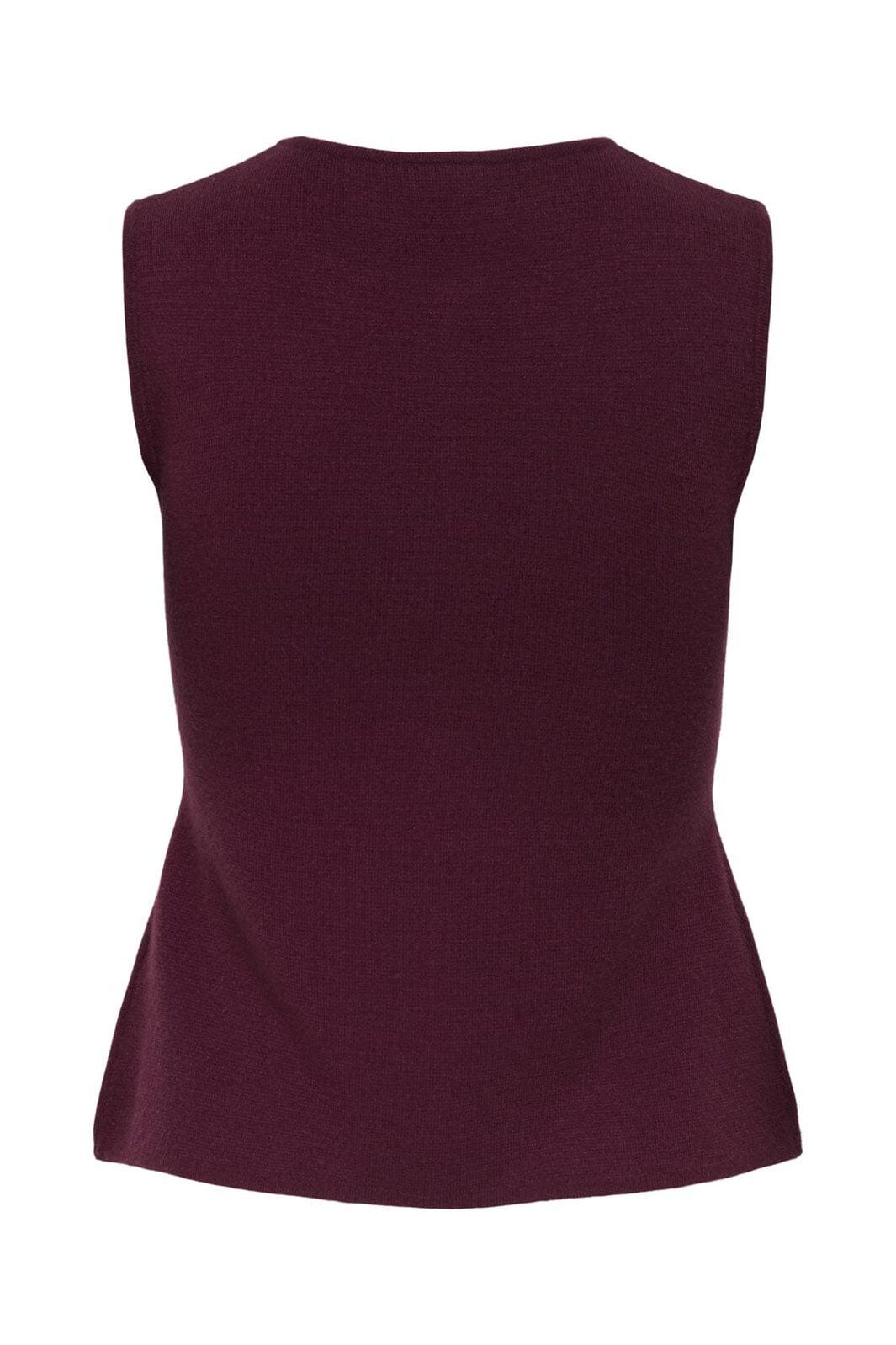 JDY - Jdyriley S/L O-Neck Two Way Zip Vest Knt - 4837970 Maroon Banner